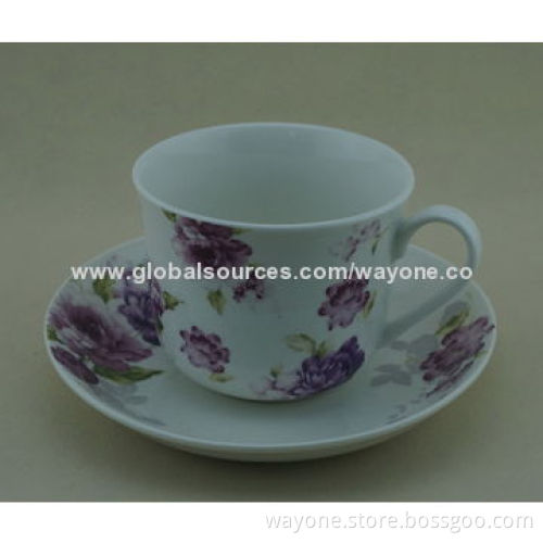 Porcelain Foot Mugs with Printed Gift Box, Flower Design, High Grade Shape, Ideal as Present